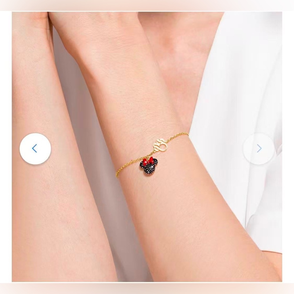 Swarovski‎ Disney Mickey Mouse bracelet gold black crystal adjustable extension